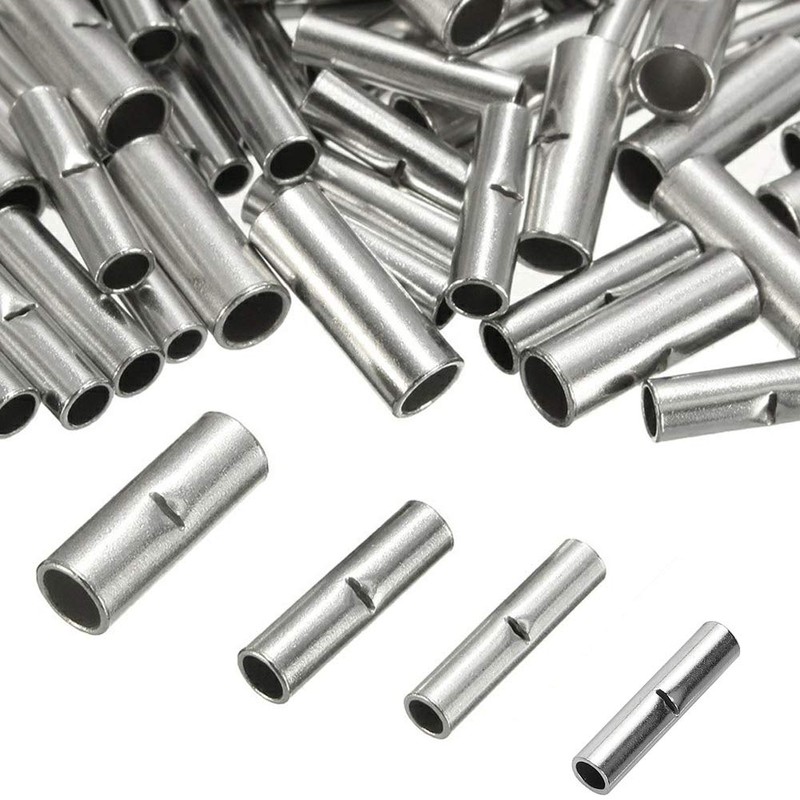 Teansic 100 Pcs Non-Insulated Butt Connectors AWG 12-10 Uninsulated Butt