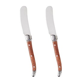 ARFUKA Butter Knives Stainless Steel Butter Knife Spreader Wooden Handles Multipurpose Cheese Butter Spreader Knives Used for Cheese, Cold Butter, Jam, Pastry Pack of 2