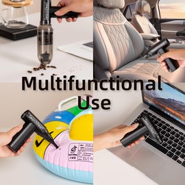 SearchPean Mini 4 in 1 Compressed Air Duster & Vacuum, 150000RPM with Strong Suction Rechargeable Cordless for Home Coffee Bar Grinder Keyboard Computer Car Aeolus