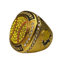 Legacy Rings 1 or 12 Pack Softball Baseball Championship Trophy Ring Tournament Champions or Finalists Gold-Tone Yellow (12, Champion Gold, 10)