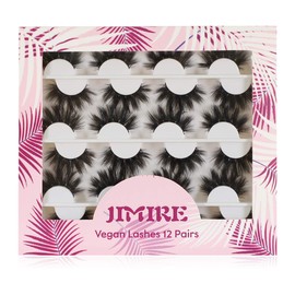 JIMIRE 12 Pairs False Eyelashes Fluffy High Volume Fake Eyelashes Faux Mink Lashes
