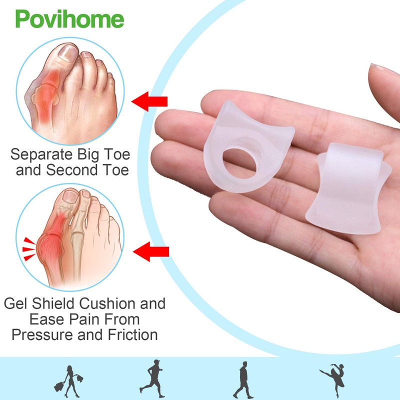 Povihome 10 Pack Clear Toe Spacers, Big Toe Separator (1st/2nd