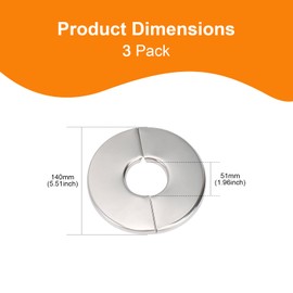Wall Split Flange, HONSNKS 3Pcs Self Adhesive Round Escutcheon Plate 304 Stainless Steel Wall-mounted Pipe Hole Cover for Various Pipes (51mm/2inch ID)