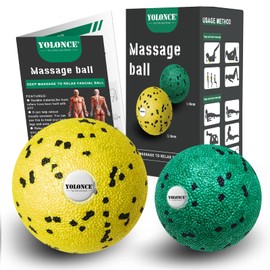 Set of 2 Fascia Ball Small Set, 8 cm and 6 cm Fascia Ball, Massage Ball for Targeted Self-Massage of Fascia, Fascia Ball Small Set for Relaxing Back Muscles, Deep Massage (Yellow + Green)
