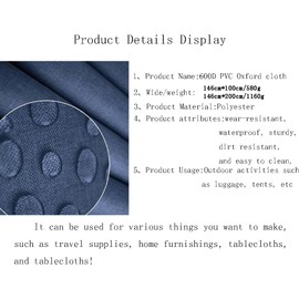 Durable, Waterproof Fabric, 600D Oxford Fabric Waterproof - Awning Fabric, Tarpaulin Waterproof, 100% PVC Coating, Tear-Resistant, UV-Resistant (Blue, 100 cm x 146 cm)