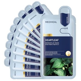 Mascarilla vegana diaria Dermaplus Heartleaf (10 unidades) para calmar la piel con pantenol y ácido hialurónico, mascarilla coreana para el cuidado personal de la piel