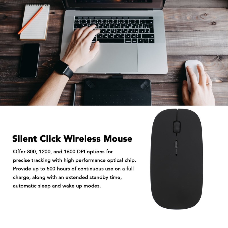 Wireless Bluetooth Mouse 3 DPI Adjustment Rechargeable Silent Portable Wireless