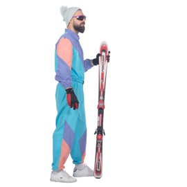 WILBERS & WILBERS - Men's Costume Vintage Ski Sport Jumpsuit Carnival Fancy Dress One Piece Jumpsuit Purple Blue Size XL 56-58