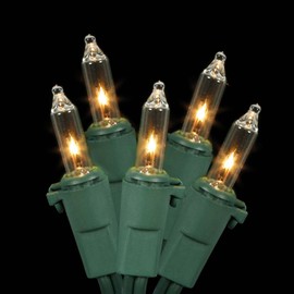 Vickerman 50 Clear Twinkle Mini-Lights on Green Wire, 23' Christmas Light Strand