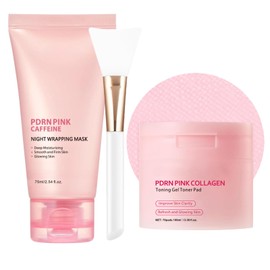 Collagen Night Wrapping Peel-Off Mask & 70 PCS Collagen Toner Pads for Pore Minimizer, Korean Face Mask for Elasticity, Hydrating & Glow, Co llagen Mask for Glass Skin