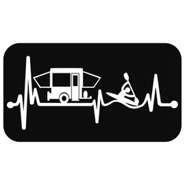 Pop Up Camper with Kayak Heartbeat Decal Sticker for Car Window 8.0 Inch BG 354