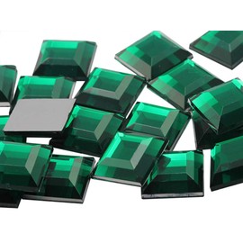 Allstarco Flat Back Square Acrylic Rhinestones 15mm Plastic Gems Costume Jewels Embelishments for Jewelry Making - 30 Pieces (Green Emerald H106)