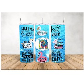 Unbranded Pool Life 20oz Skinny Tumbler