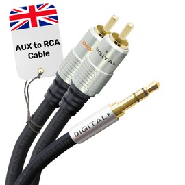 CableMountain 0.5m 2X RCA to 3.5mm Audio Cable- Gold Plated Male-to-Male Phono to 3.5mm Jack | Stereo Y Splitter RCA Cables for Turntable, TV and Speakers