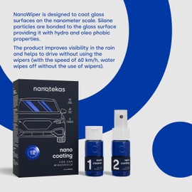 Nanotekas Nano Ceramic Coating for Cars' Windshield: Hydrophobic Glass Coating Spray Kit Provides Advanced Rain Visibility, Repels Dirt for Safer Driving. Professional Ceramic Coating for Cars