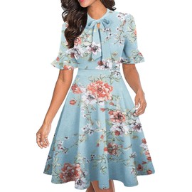 Womens Dresses 2025 Summer Pretty Ruffle Short Sleeve Flowy Frocks Peplum Flattering Dress to Hide Tummy XL