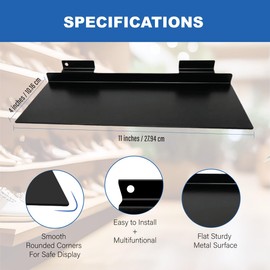 STORE FIXTURES DIRECT Slatwall Metal Shoe Shelf, Flat Display Shelves for Slat & Slatgrid Panels, 4" D X 11" L, Black, 1 Single Shelf