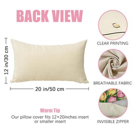 Fahrendom Spring Summer Tulip Flower Lumbar Decorative Rectangle Pillow Cover 12 x 20, Just Bloom Floral Porch Patio Outdoor Pillowcase, Petal Butterfly Seasonal Sofa Couch Cushion Case Home Decor