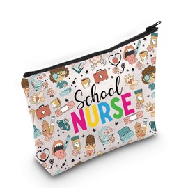 LEVLO School Nurse Cosmetic Makeup Bag School Nurse Appreciation Gift Nurse Student Zipper Pouch Bag Nurse Graduation Merchandise, School Nurse Bag