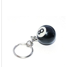 Set of 2 Creative Pool Billiard Key Chains with Number - Practical Car Key Decoration for Men and Women, Black Lanyard with Utility Tool (Ideal as a Gift for Billiard Fans), black