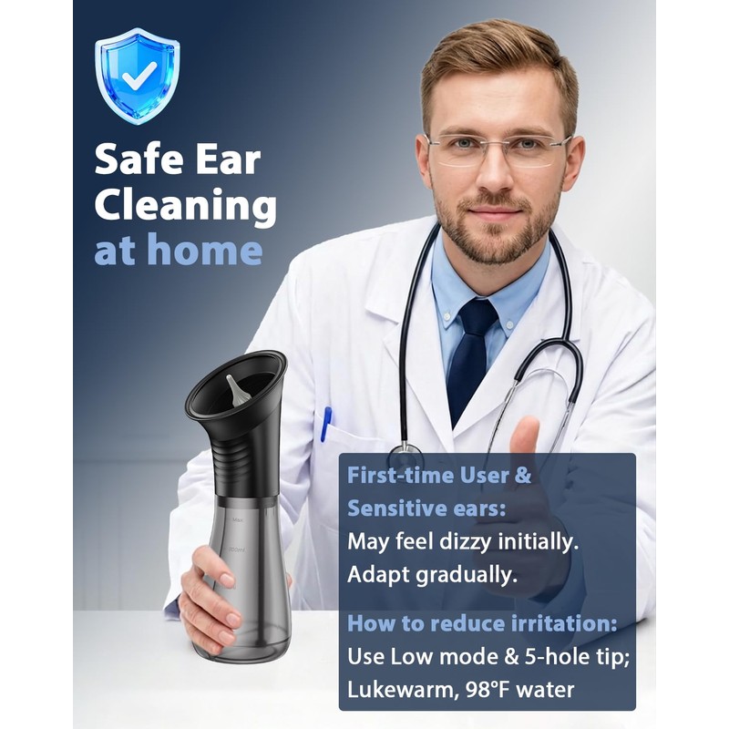 Safe Ear Wax Removal - Electric Ear Cleaner with 3