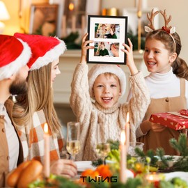 TWING 4 Pack 8x10 Picture Frames with Mat, Black Gallery Wall Frame Set Display Pictures 5x7 with A Hole Mat, 4x6 with Double Hole Mat or 8x10 without Mat, Wall Hanging or Tabletop Photo Frame, Gift