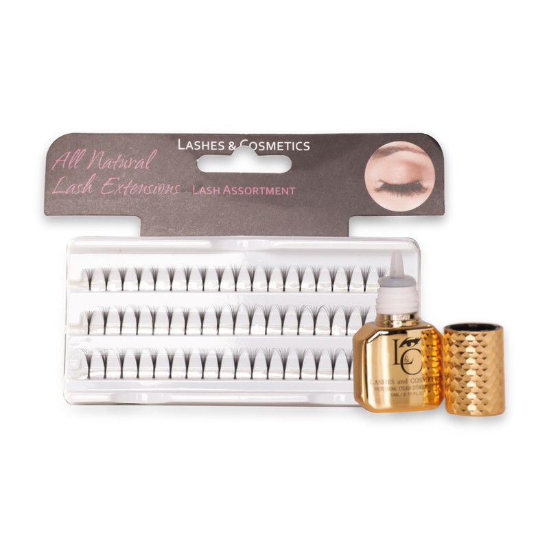 Knot Free Cluster Lashes Kit With Everlasting Eyelash Glue and