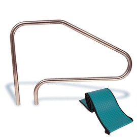Aqua Select Premium Stainless Steel Pool Hand Rail for Inground Swimming Pools | Measures 50" x 36" x 8" Stainless Material | Bundle with 4ft Teal Rail Runner | Easy to Install