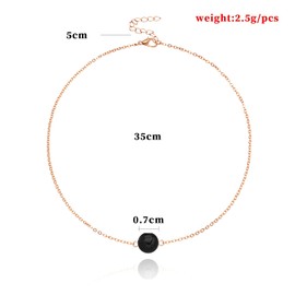 Yheakne Boho Tourmaline Choker Necklace Gold Pendant Necklace Chain Black Bead Necklace Minimalist Necklace Chain Jewelry for Women and Girls Gifts