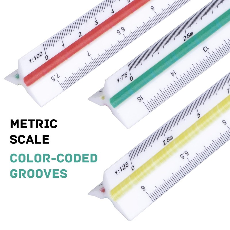 Scale Ruler 12 Inch Architect Scale Ruler 30cm Triangular Scale