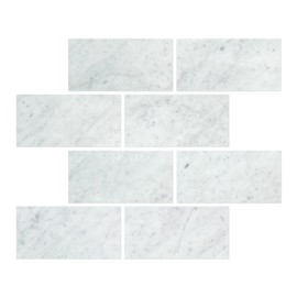 Carrara Marble Italian White Bianco Carrera 3x6 Marble Subway Tile Honed