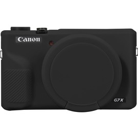 Canboc Case for Canon PowerShot G7X Mark III Digital Camera, G7X Mark III Soft Silicone Cover with Detachable Lens Cover, Black (Case Only)