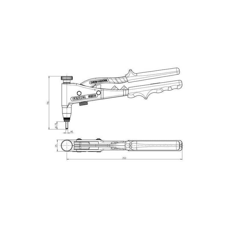 Gesipa 1457087" GBM 10" Blind Rivet Nut Hand Tool, Blue/Black