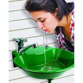 2-in-1 Outdoor Water Fountain and Faucet, Green