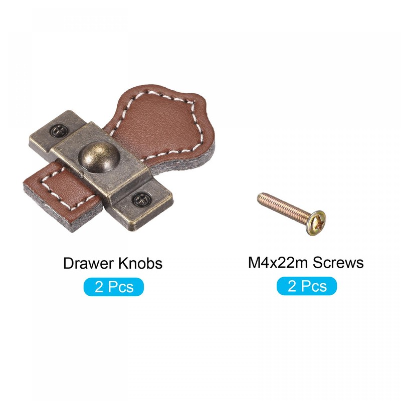 sourcing map Leather Handle, 1.89" 2Pcs Surface Leather Furniture Handles,