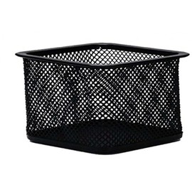 Q-CONNECT KF18475 Paper Clip Box Desk Organiser Square / Painted Metal Mesh / Black Mesh Metal Office Organiser Desk Organiser / Non-Slip Feet / 8 x 8 x 3 cm
