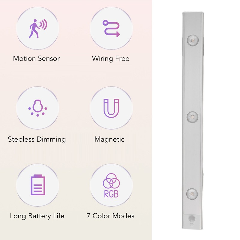 Under Cabinet Light 15.7in Long Magnetic Motion Sensor Stepless Dimming