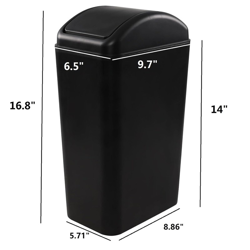 Cubo de Basura de Plástico, Bote de Basura Negro con