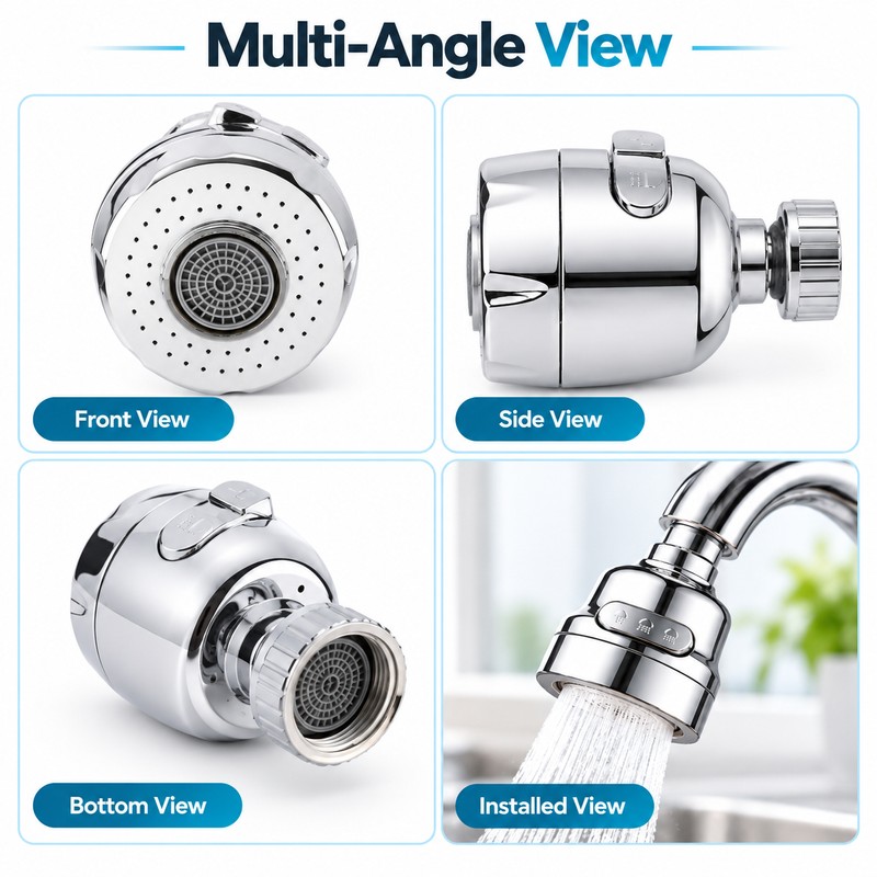 360 Degree Swivel Kitchen Faucet Aerator Adjustable Dual Mode Sprayer