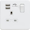 Knightsbridge Screwless Single Switched Socket with Dual USB Charger in