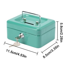Pack of 2 Money Box, Lockable, Small Iron Cash Box, Money Box with Key, Steel Cash Box Small, Metal Money Box for Children and Adults (Pink, Green)