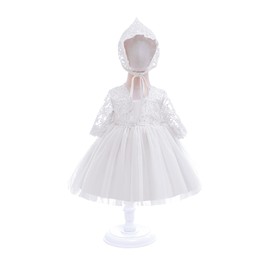 DPKM Lace Flower Baby Girl Dress with Big Bowknot Toddler Tulle Tutu for Formal Birthday Party