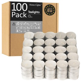 Tealight Candles - 4 Hours - Giant 100,200,300 Bulk Packs - White Unscented European Votive Smokeless Tea Lights for Shabbat, Weddings, Christmas, Home Decorative- 100 Pack