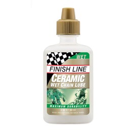 Finish Line Ceramic Wet Bicycle Chain Lube – Advanced Racing Lubricant with Ceramic Coating, Biodegradable and Waterproof Formula for Road, Track, Cyclocross, Mountain Bikes, Drip Squeeze Bottle, 4 oz