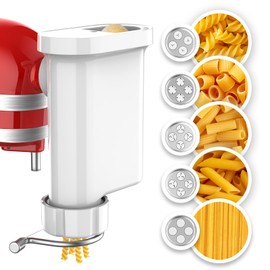 Pasta Attachment for Kitchenaid Stand Mixer, Gourmet Pasta Attachments for Kitchenaid Mixer With 5 Plates for Spaghetti, Bucatini, Fusilli, Macaroni, Pasta Maker Accessory By KassunKoch