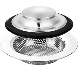 FURNIFE Sink Drain Strainer Stopper, Stainless Steel Garbage Disposal Plug, Sink Strainer and Stopper, Food Catcher for Standard 3-1/2 Inch Kitchen Sink Drain