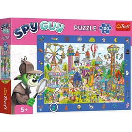 Trefl - Spy Guy Observational Puzzle: Amusement Park - 100 Pieces - Find All Items from The Frame, Colorful Puzzle Full of Details, Perception Training for Children from 5 Years
