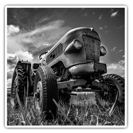 2 x 7.5cm Square Vinyl Stickers - Vintage Tractor Farmer Farm Decals 43956