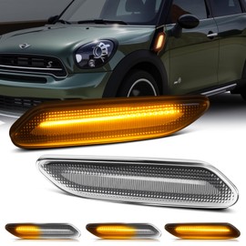 D-Lumina Sequential LED Side Marker Lights Turn Signal Blinker Lamp Clear Lens for Mini Cooper R60 R61 Countryman Paceman 2011-2016 Front Fender Side Marker, Replace OEM Side Marker Light, Pack of 2