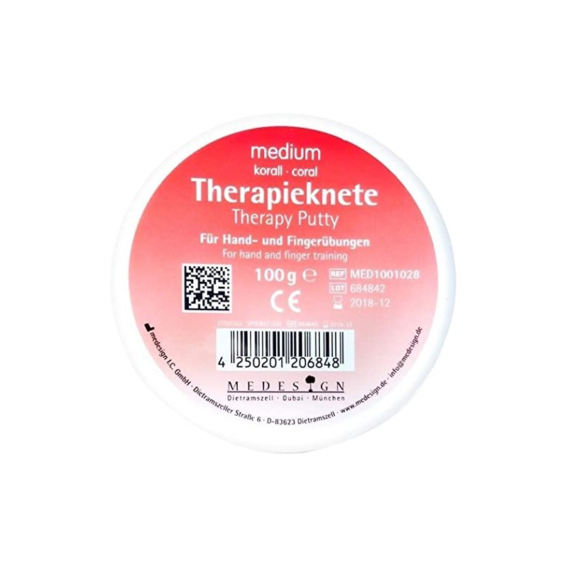 medesign Therapie Knete korallrot medium, 1er Pack (1 x 100